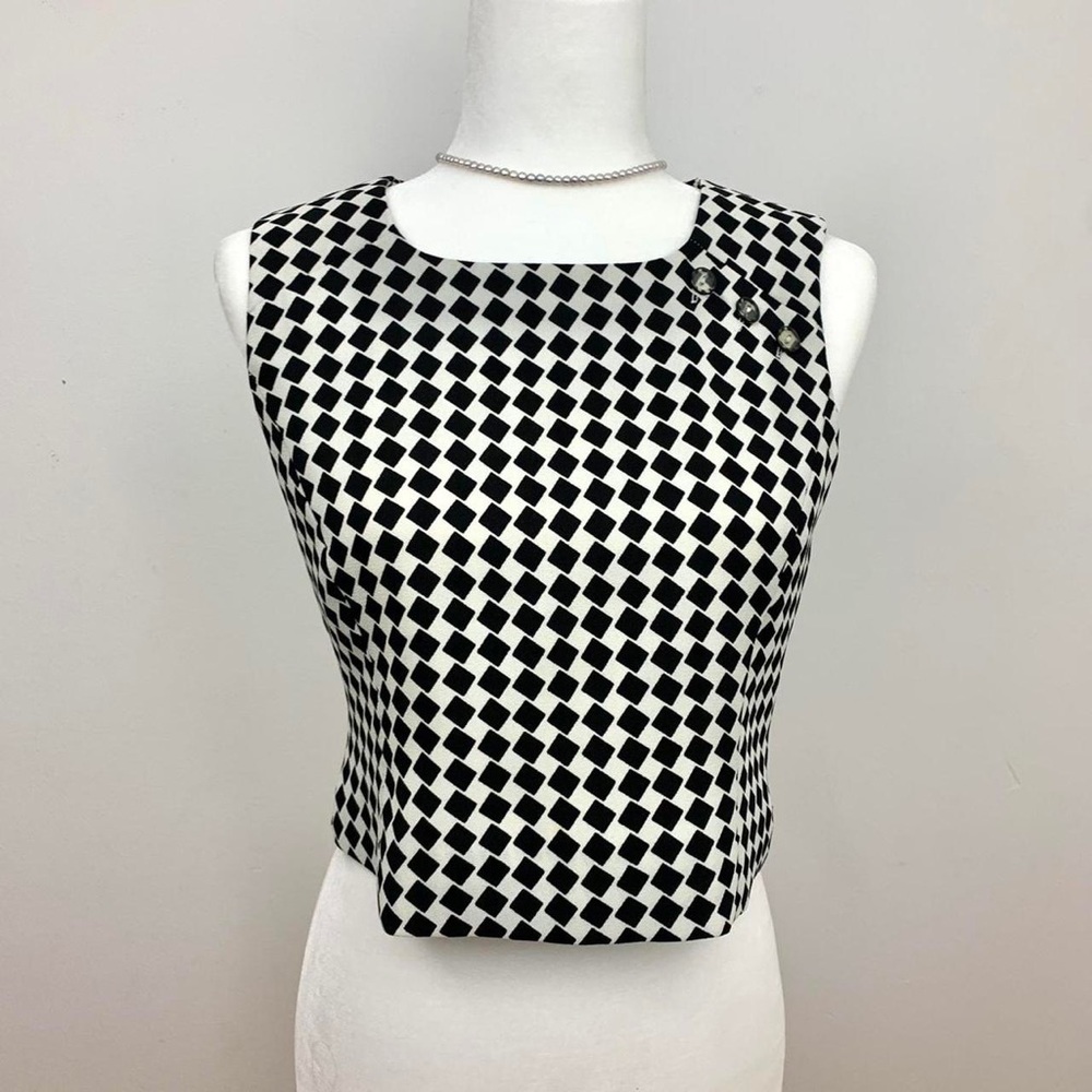 ready to wear collection high neck checkered tank top